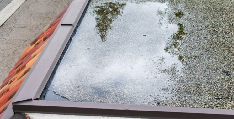 water pooling on a flat roof